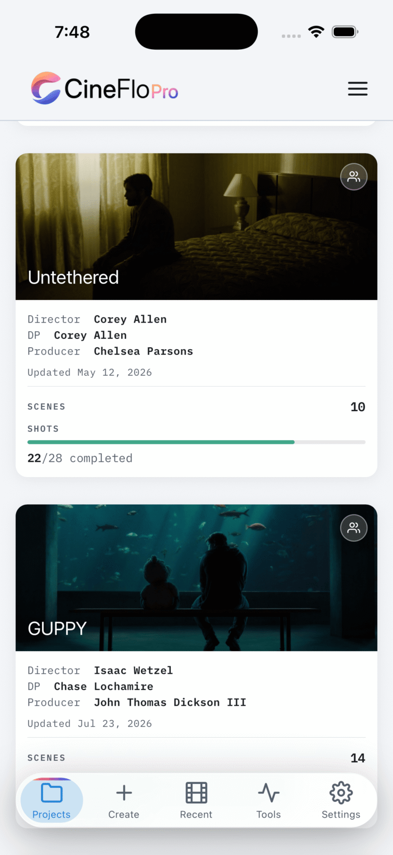 CineFlo Project View